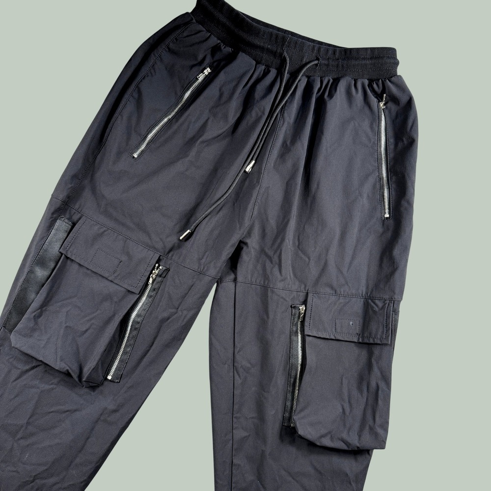 Meinvqiaoti Cargo Jogger Women M Black Zipper Pocket Buckle Street Hip Hop Goth